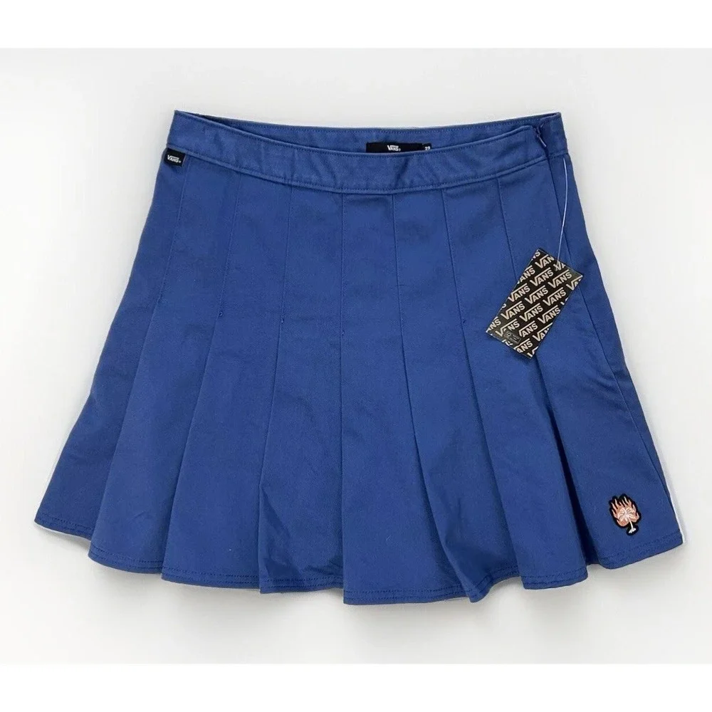 NWT Vans Sunset Pleated Try Navy Cotton Retro Punk‎ Skate Skirt / Women's 29